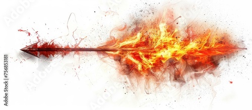 An artistic depiction of a flaming arrow mid-flight, symbolizing speed, aggression, and focused direction photo