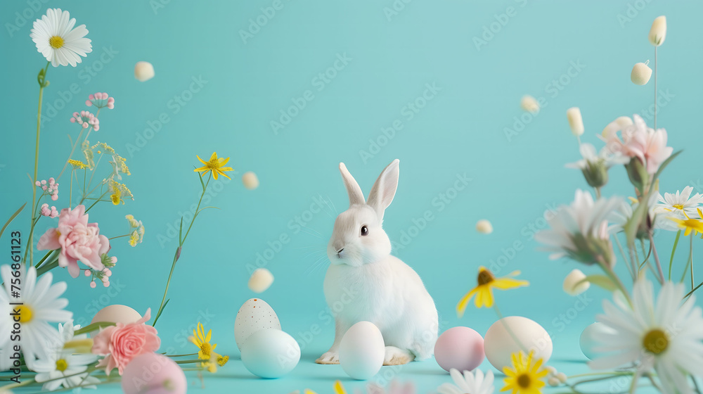 easter bunny with easter eggs