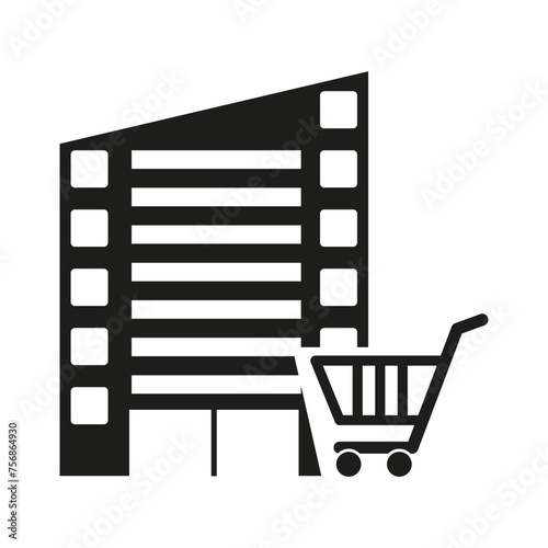 Shopping Cart and Barcode Icon. Vector illustration. EPS 10.