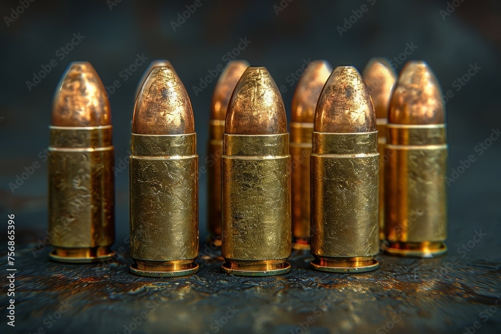 A row of old, rusted bullets are lined up on a table A row of old, rusted bullets are lined up on a table