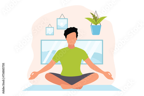 Yoga Meditation Flat Design Illustration