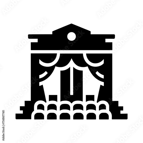 "Theatre Icon, An Embodiment Of Dramatic Art In Vector Form, Captivates An Audience By Blending The Essence Of Theater With The Spectacle Of Cinema And The Vibrancy Of Live Shows."