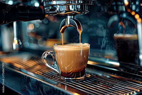espresso coffee maker in a cafe, generative ai