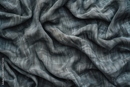 close up of grey crumpled fabric texture for background and design