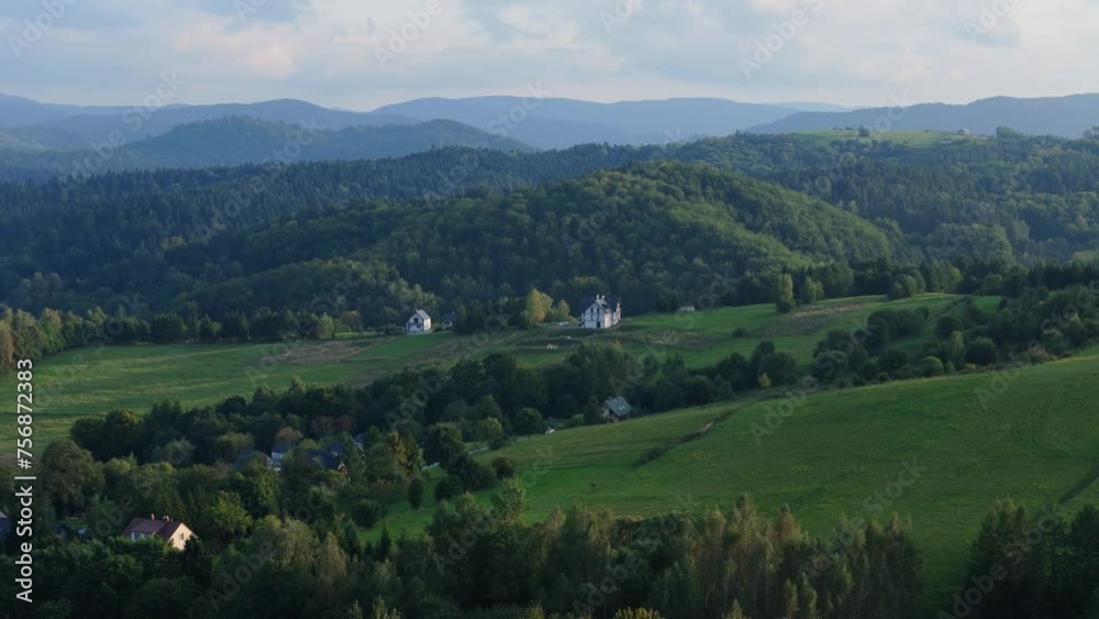 Beautiful Landscape Mountains Bieszczady Polanczyk Aerial View Poland