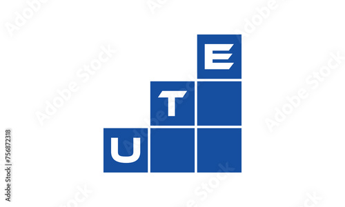 UTE initial letter financial logo design vector template. economics, growth, meter, range, profit, loan, graph, finance, benefits, economic, increase, arrow up, grade, grew up, topper, company, scale