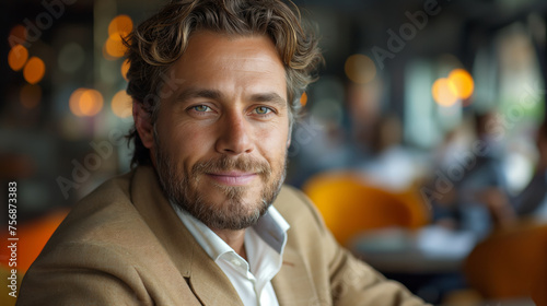 Portrait of a business man sitting in an office. Work gonna better. Successful business man choose a plan. Work concept. Office concept. Success concept. Man concept. Portrait concept. © IC Production