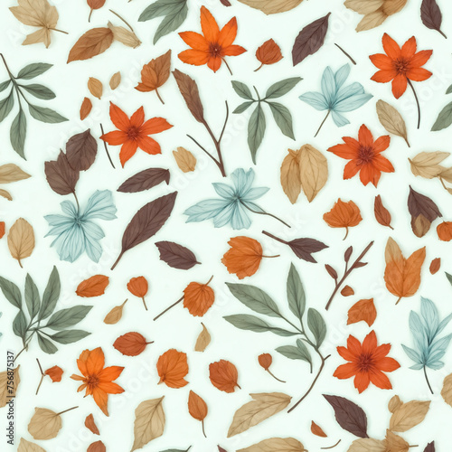 Dry Flowers Pattern, Seamless Floral Pattern, Repeat Texture for Fabric Textile Printing Design, Gift Paper, Wallpaper, Shirt, Publication, Dress, Skirt, Curtain, Blanket, Garment, Clothes, 