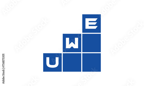 UWE initial letter financial logo design vector template. economics, growth, meter, range, profit, loan, graph, finance, benefits, economic, increase, arrow up, grade, grew up, topper, company, scale