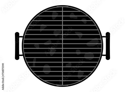 Barbecue grill illustration with clean round grill grid. Vector top view on bbq illustration