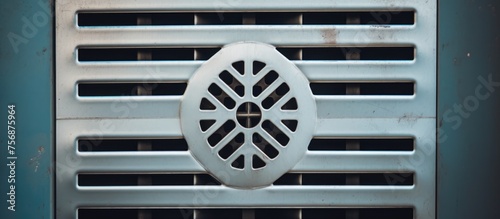 A detailed closeup of a snowflake design on a metal grille, showcasing intricate automotive design elements like spokes and alloys