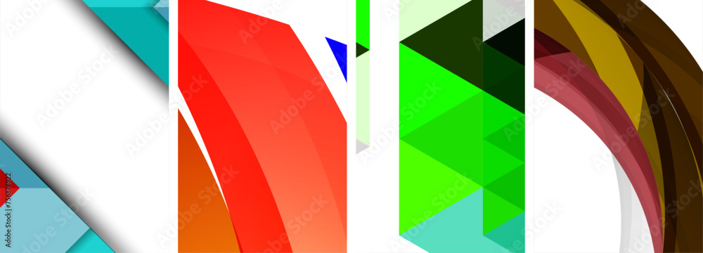 Obraz premium Vector posters - minimalist geometric abstract backgrounds, featuring circles, lines, and triangles in clean, modern design