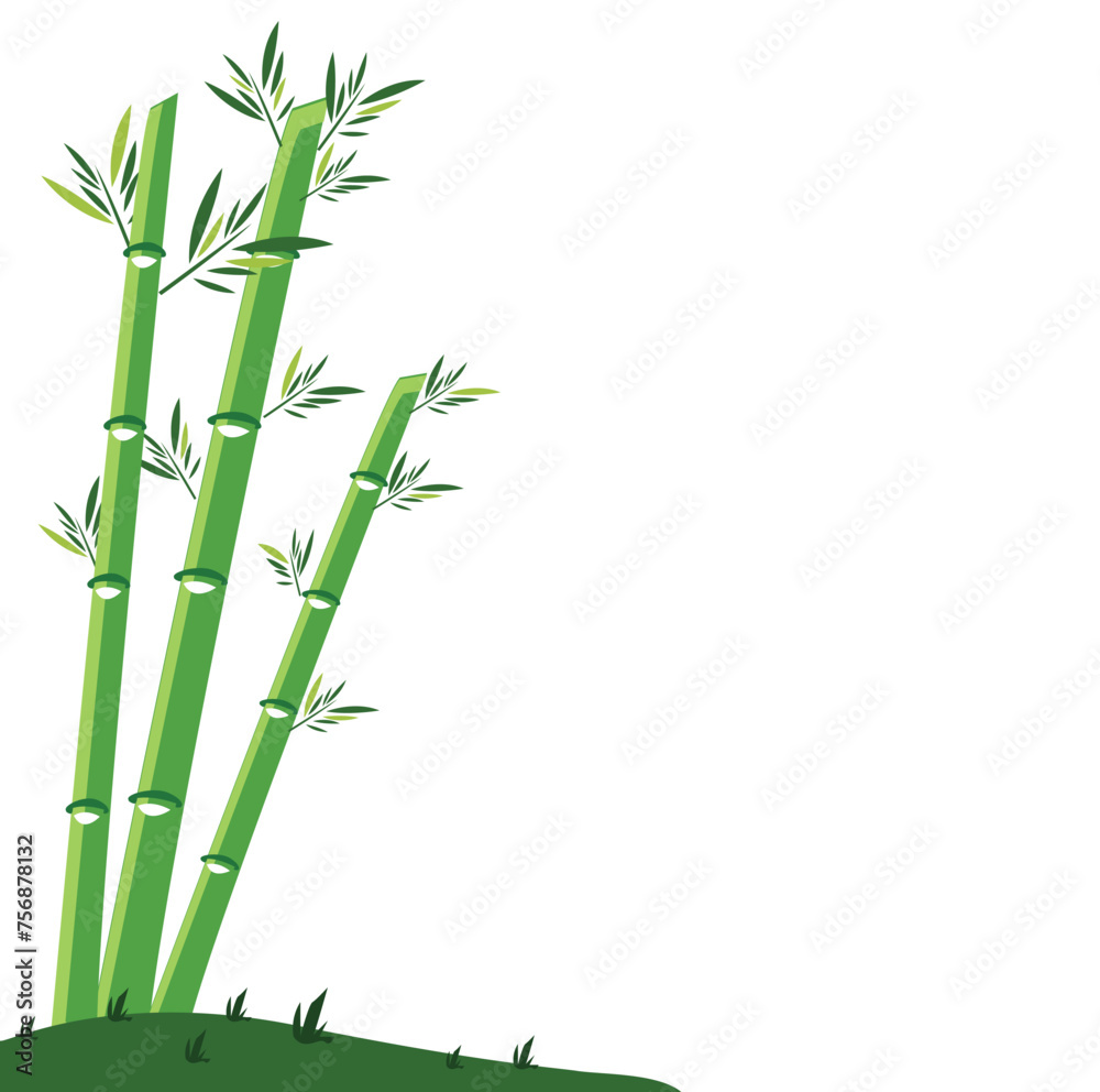 Fototapeta premium Bamboo frame isolated on white background. Editable Clip Art.