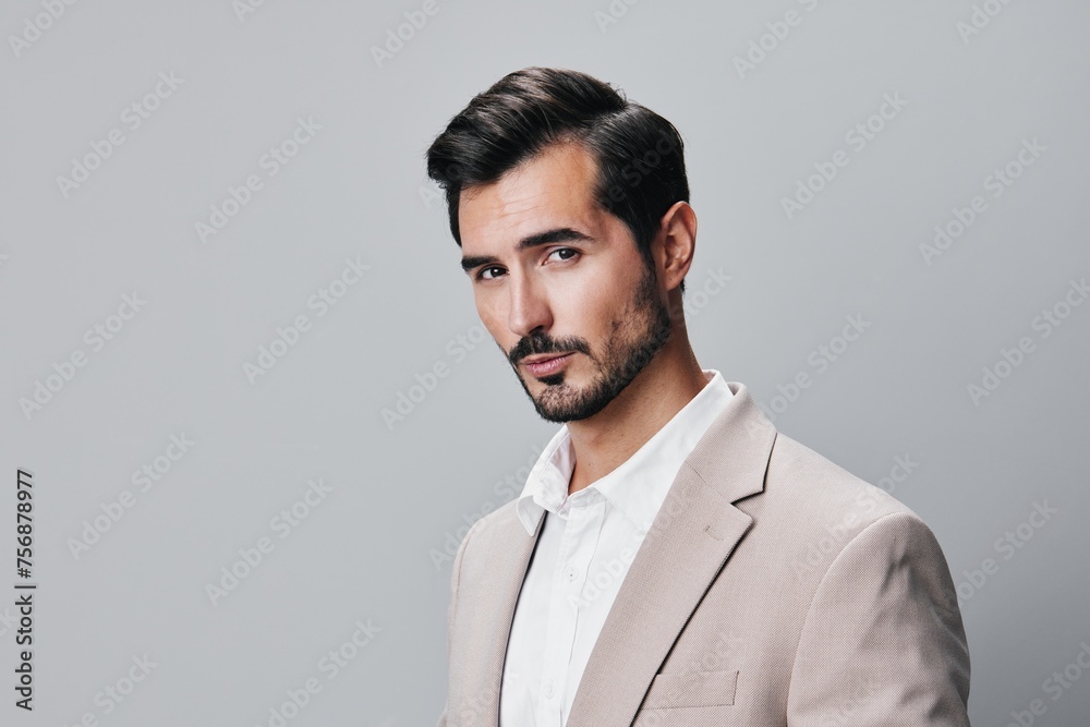 handsome man happy stylish beige smiling suit copyspace businessman business portrait handsome man happy stylish beige smiling suit copyspace businessman business portrait