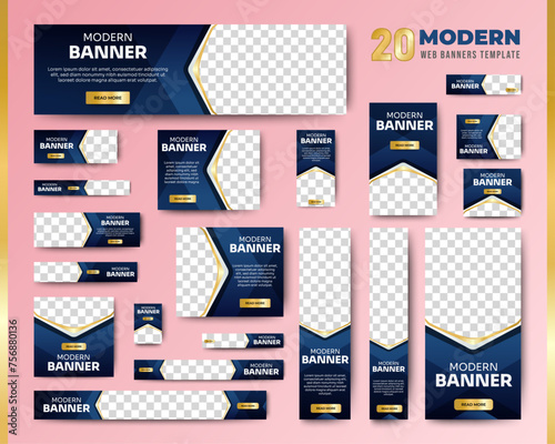 business web banners template design with image space. vector	