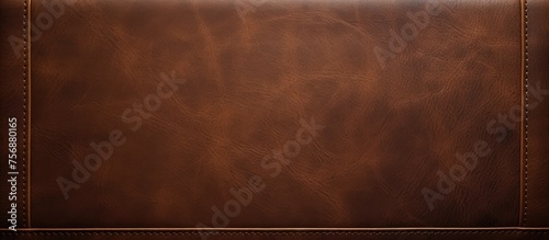 Brown Leather Texture Background with Stitched Frame © Vusal