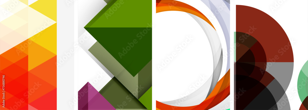 Vector posters - minimalist geometric abstract backgrounds, featuring circles, lines, and triangles in clean, modern design Vector posters - minimalist geometric abstract backgrounds, featuring circles, lines, and triangles in clean, modern design