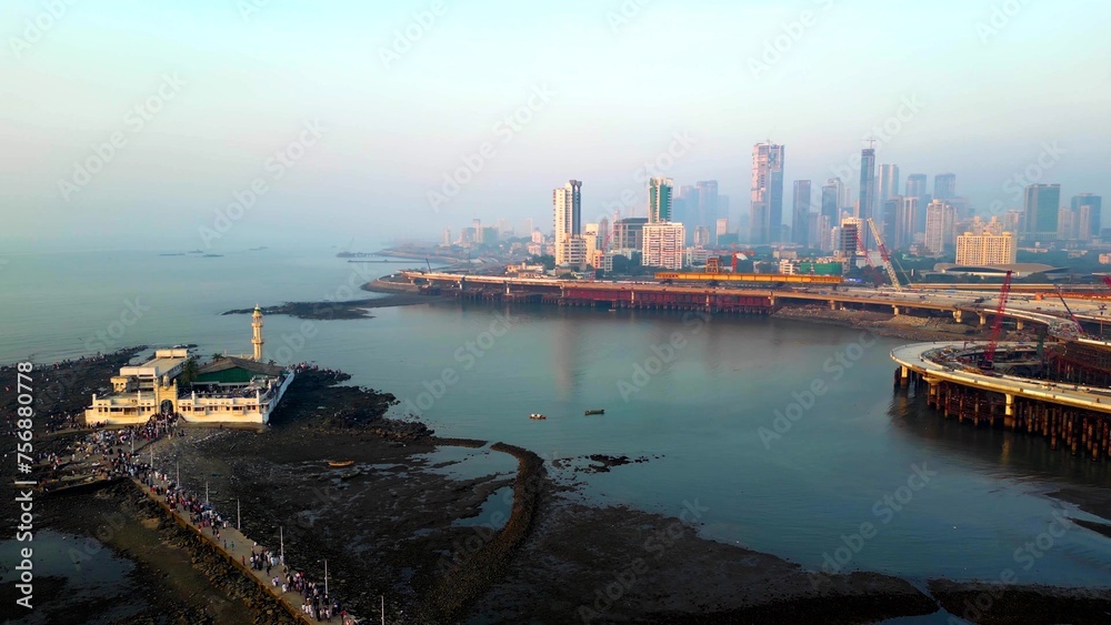 Haji Ali Dargah - Mumbai Drone Footage, India Mumbai's Stunning Aerial view,	