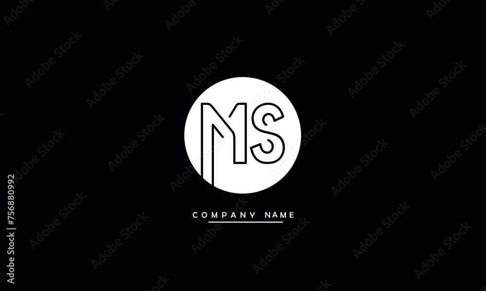 MS, SM, M, S Abstract Letters Logo Monogram