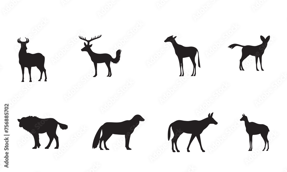 vector Animal silhouette white background vector Animal silhouette white background
