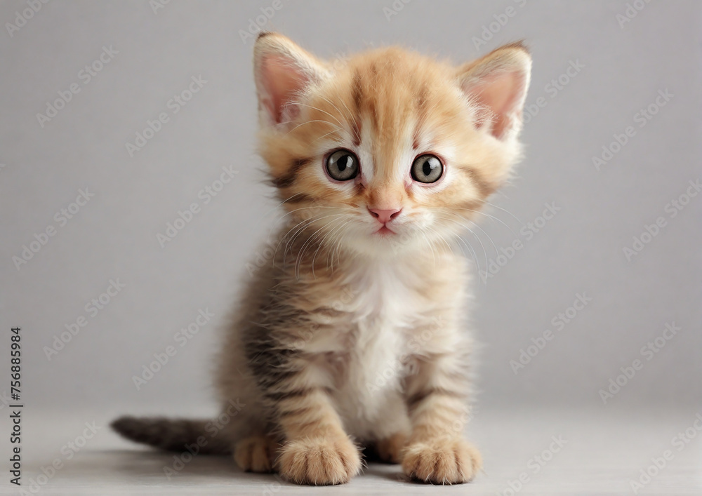cute and adorable British kitten on white background. Generative AI - obrazy, fototapety, plakaty 