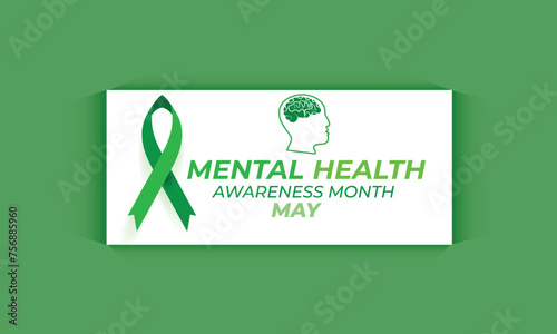 Mental Health Awareness Month. background, banner, card, poster, template. Vector illustration.