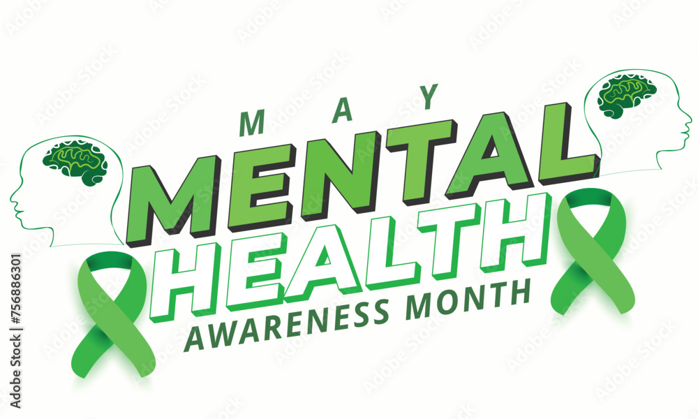 Fototapeta premium Mental Health Awareness Month. background, banner, card, poster, template. Vector illustration.
