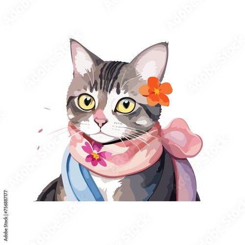 This beautiful cat watercolor illustration is the perfect addition to any cat lover's collection. The vibrant colors and intricate details bring this adorable feline to life, making it a standout piec