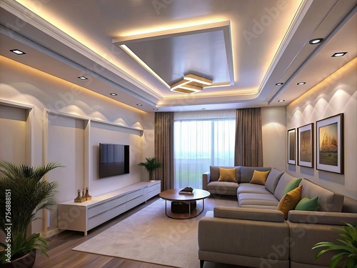 modern living room generative ai