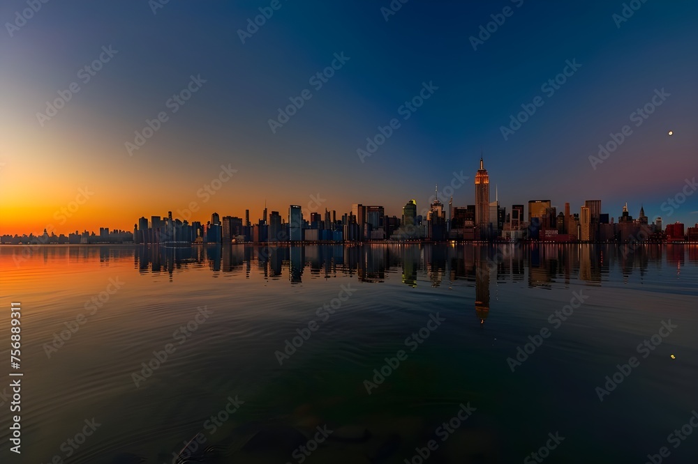 The view of skyscraper panorama skyline at sunrise. 
