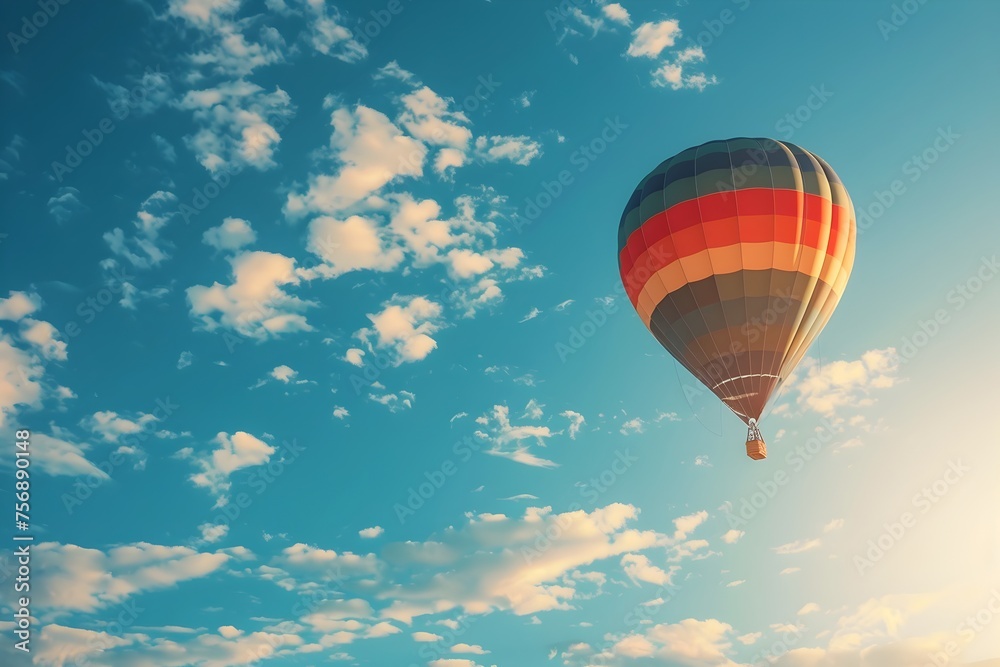 Fototapeta premium Passengers Embarking on a Colorful Hot Air Balloon Adventure at Dawn