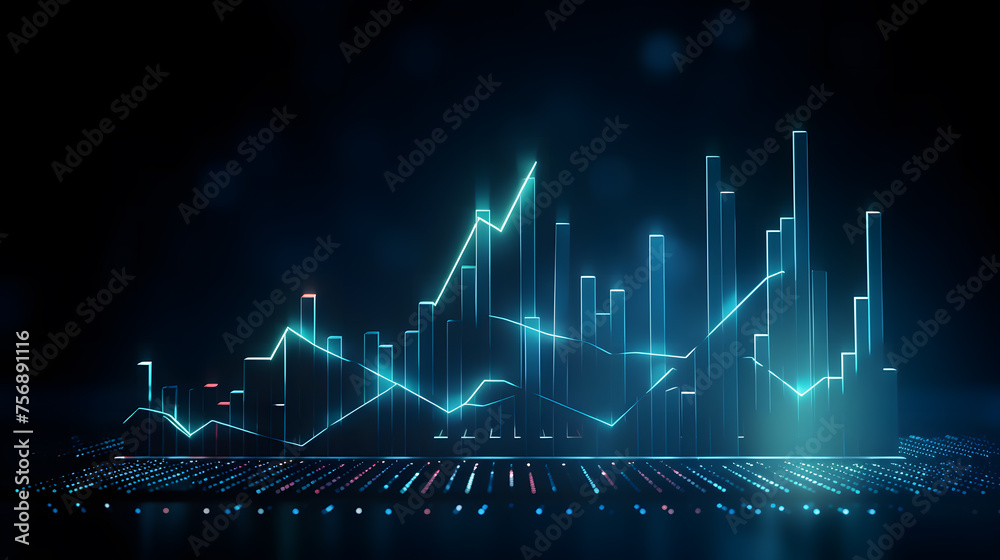 modern stock market graph with an upward trend on a dark blue background modern stock market graph with an upward trend on a dark blue background