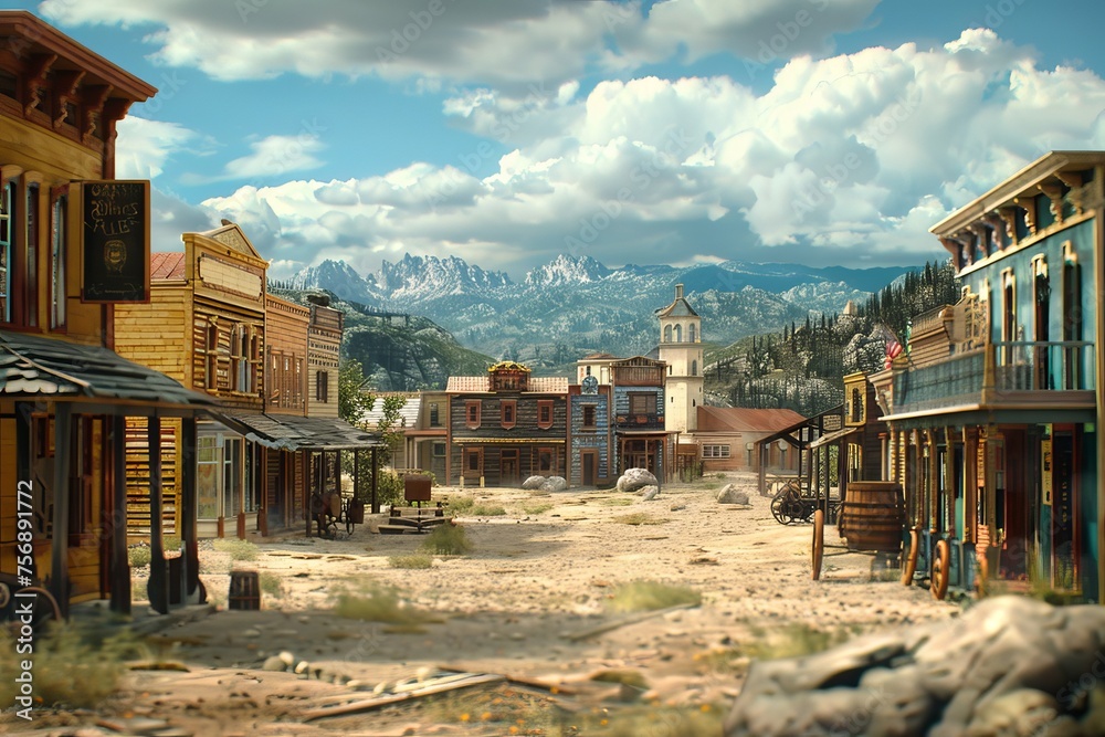 Fototapeta premium Western Old Wildwest American Town