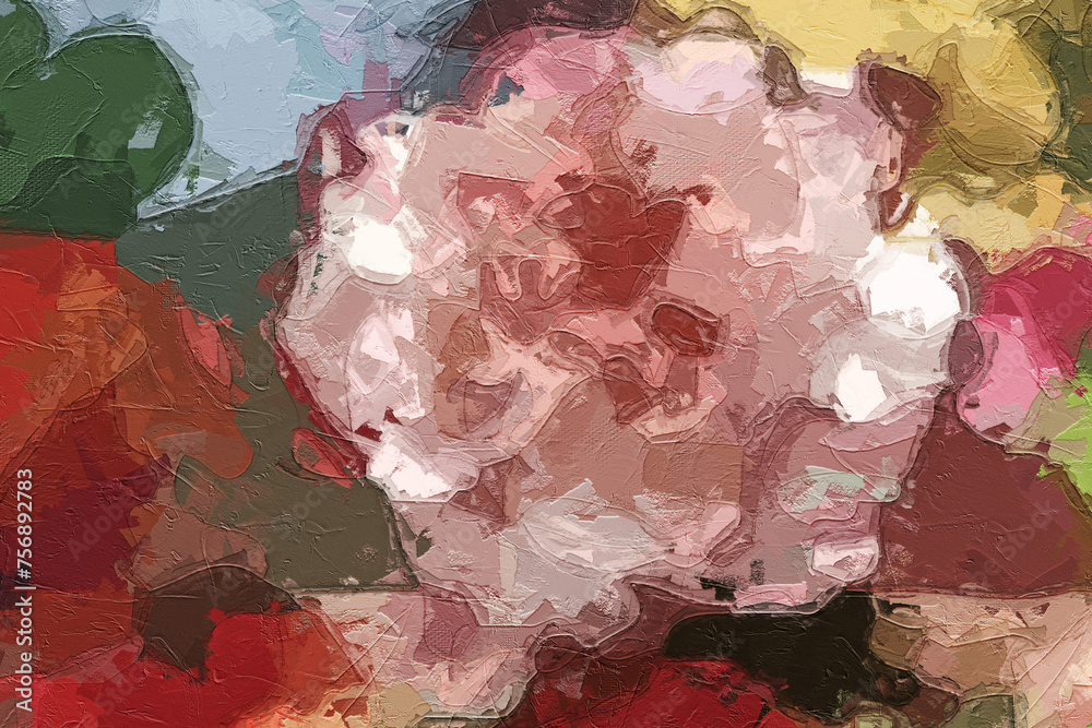 Naklejka premium Oil painting and various flowers, fish, roses, peonies, beautiful