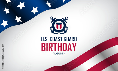 U.S. Coast Guard Birthday August 4 background vector illustration