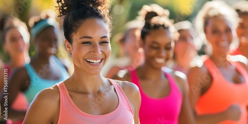 Women of diverse ages and races bonding over a fun Zumba class. Concept Zumba Class, Women Empowerment, Diversity and Inclusion, Fitness Fun, Community Bonding