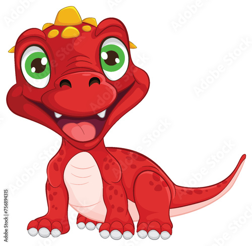 Adorable red dinosaur with a friendly smile