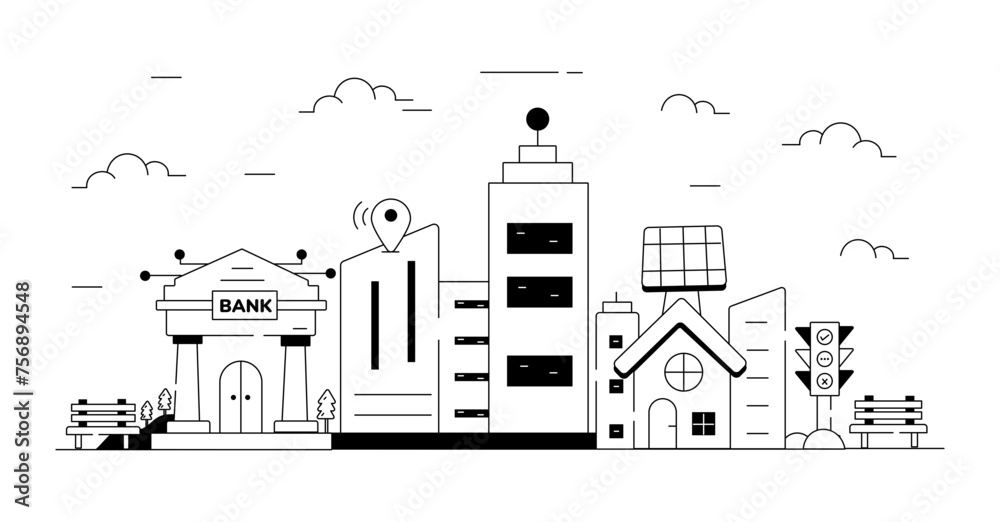 Smart City Linear Icon