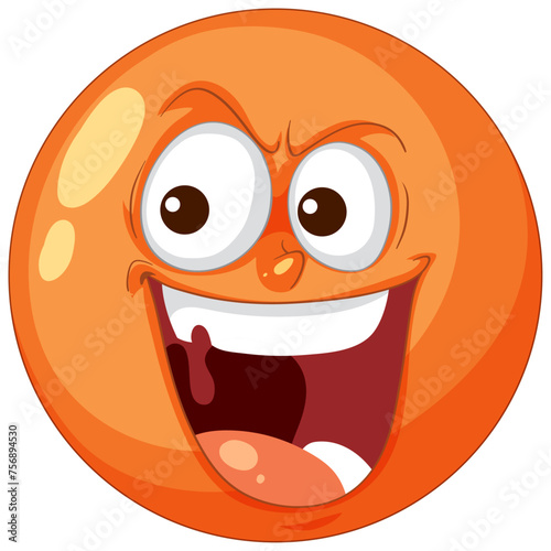 Vector illustration of a happy orange fruit