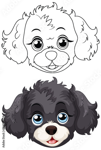 Black and white cartoon puppy illustrations
