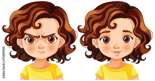 Vector illustration of contrasting emotional expressions