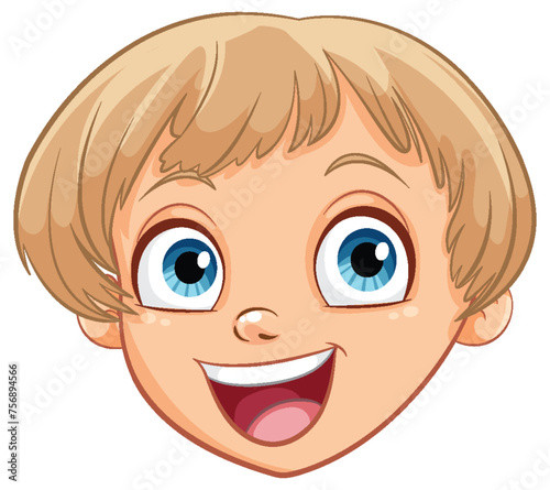Vector illustration of a happy young boy's face.