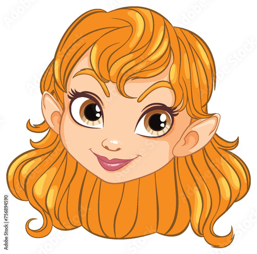 Vector illustration of a smiling female elf face.