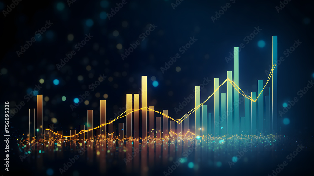 modern stock market graph with an upward trend on a dark blue background modern stock market graph with an upward trend on a dark blue background