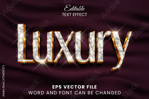 Silver luxury 3d editable text effect. Glittery sparkle text style photo