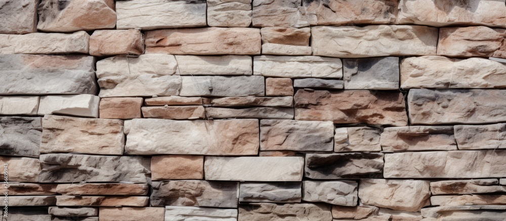 Decorative background texture featuring a stone wall pattern for exterior construction