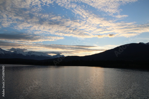 sunset over the lake, Jasper National Park, Alberta
