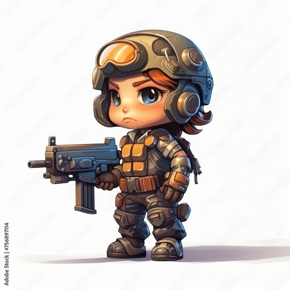 Game Character concept art isolated white background Game Character concept art isolated white background