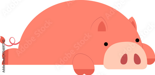Pink lying pig