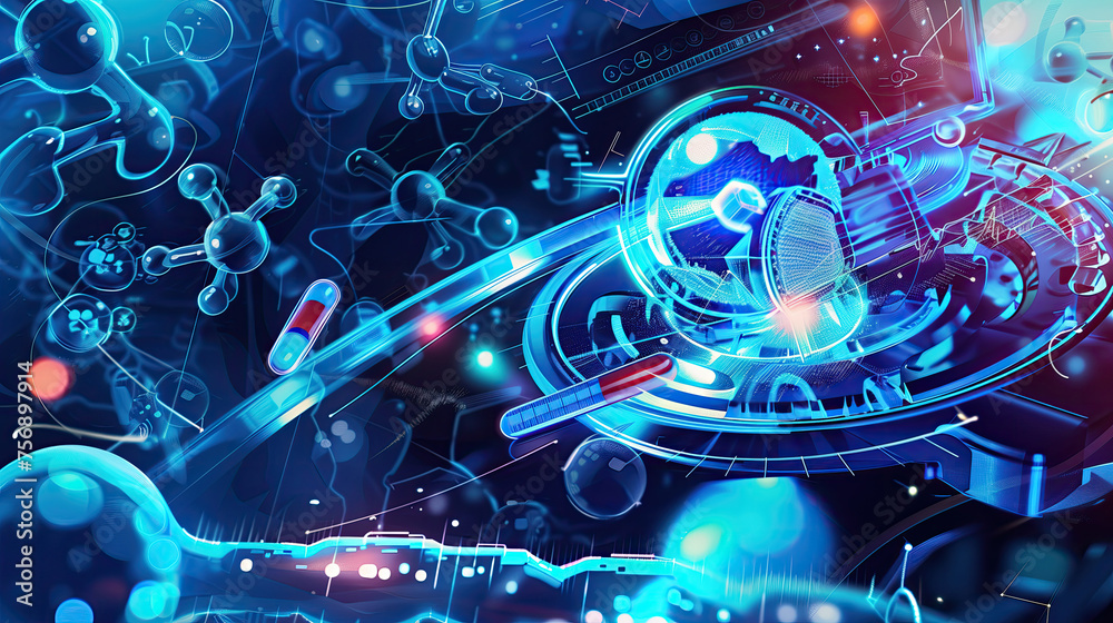 Obraz premium Medical Company Background described as abstract blueprint style